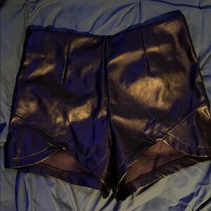 Black Faux Leather Women Shorts